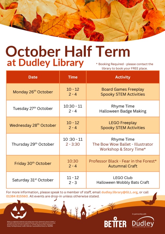 Dudley Library - Children's October Half Term Activities